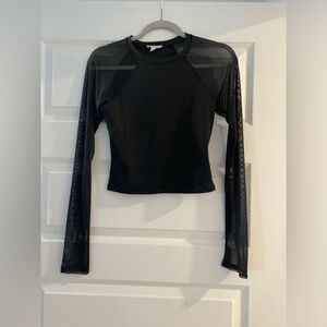 Silence and Noise - Urban Outfitters - Women’s Black Mesh Sleeve Crop Top - M
